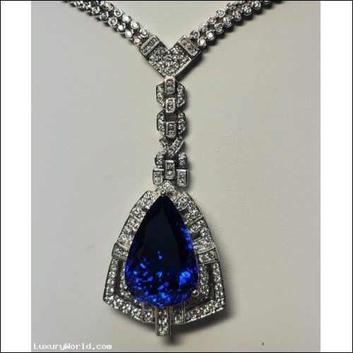 $185,553 Auction Monday 7/2/2024 Gorgeous 27.72Ctw Tanzanite and Diamond Necklace 18k White Gold Wow!