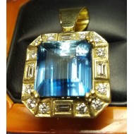 Sold in Colorado 21.72Ct Gia Blue Beryl Aquamarine & Diamond Pendant By Jelladian