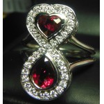 $14,300 2.40Ct Red Ruby & Diamond Love Infinity Ring 18k White Gold- Happy Valentine's Day