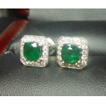 Sold reorder for $3,111 1.43Ct Emerald & Diamond Earrings 18kwg by Jelladian