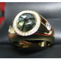 Sold Trapiche Emerald and Diamond Ring 18k Gold by Jelladian ©