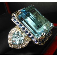 Sold Blue Topaz Emerald Cut, Sapphire & Diamond Ring 18kwg by Jelladian ©