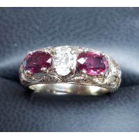 Sold  Intricate 1.81Ct Ruby & Diamond Band "Warmth of natural 18k White Gold by Jelladian