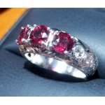 Sold Gia heated 3 Ruby and Diamond Band Platinum by Jelladian ©