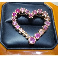 Sold Reorder Manufacturer Direct for $4,450 Celebration of Pink Gems and Gia Fancy Orangy Pink Diamond 18k Rose Gold Heart Pin/Pendant by Jelladian