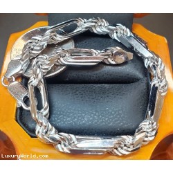 $100 Thick Italian Figarope 8" Bracelet 925 Sterling Silver Solid Delivered