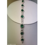 Auction Monday 6/24/24 $25,800 12.94Ctw Emerald and Diamond Bracelet 14k White Gold