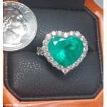 Auction Wednesday 6/26/24 $53,128 9.94Ctw Emerald Heart and Diamond Ring 18k White Gold