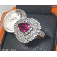 Auction Thursday 6/27/24 $18,554 4.14Ctw Shocking Pink Tourmaline and Diamond Dinner Ring 18k White Gold