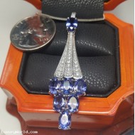 Auction Friday 6/28/24 $10,375 6.48Ctw Tanzanite and Diamond Chandelier Pendant 18k White Gold