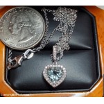 $1,500 Buy Out Reorder Manufacturer Direct "SweetHeart" Aquamarine Heart Shape & Diamond Pendant 18k white gold by Jelladian