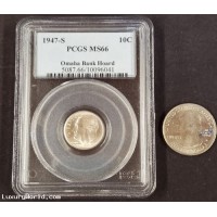 "Omaha Bank Hoard" Pcgs Graded Silver Dime 1947 Mint State 66 $1 No Reserve Auction