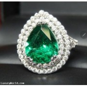 Sold Reorder for $10,978 Gia 3.00Ct Emerald & 2 Row Diamond Ring Platinum by Jelladian ©