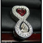 Sold Gia Red Beryl Heart and Pear Diamond Love Infinity Pendant in Platinum by Jelladian ©